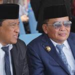 Gubernur Kalimantan Tengah Agustiar Sabran dan Wakil Gubernur Kalimantan Tengah, Edy Pratowo saat menghadiri Upacara Peringatan Hari Bhayangkara ke-80 yang digelar di Lapangan Barigas Kepolisian Daerah Kalimantan Tengah, Rabu (1/7/2026). (Foto : Ist)