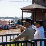 Gubernur Kalimantan Tengah Agustiar Sabran bersama Bupati Kapuas H. Muhammad Wiyatno saat launching pembangunan Dermaga Waterfront City. (Foto : Ist)